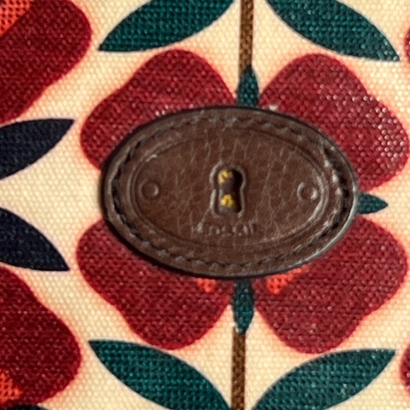 FOSSIL Key-Per Cosmetic Case Clutch Bag Coated Canvas Multicolor Zip Pouch - Picture 3 of 6